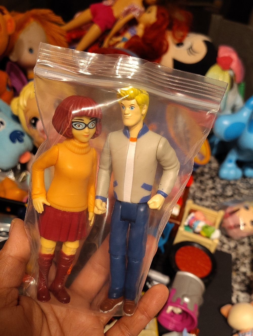 Velma and Fred Scooby-Doo Figures - Orange, Red, Blue
